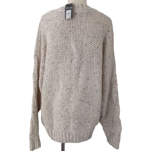 Primark Fisherman Sweater Sz M Cable Knit NEW Cozy Beige Oatmeal Chunky V Neck - Picture 4 of 16